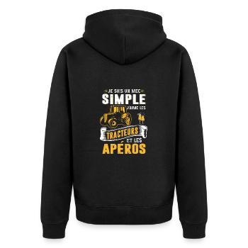 Cadeau pour agriculteur , t-shirt tracteur - Veste à capuche bio Premium Unisexe - noir - Dos - Nico (187cm)