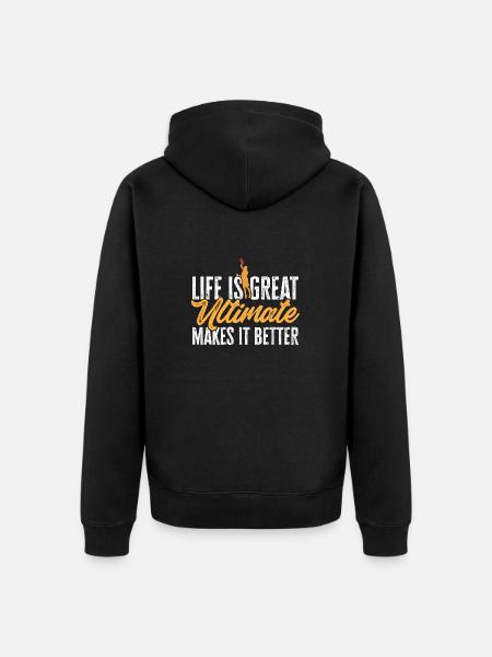 Ultimate Frisbee Throwing Disc - Unisex Premium Organic Zip Hoodie - black