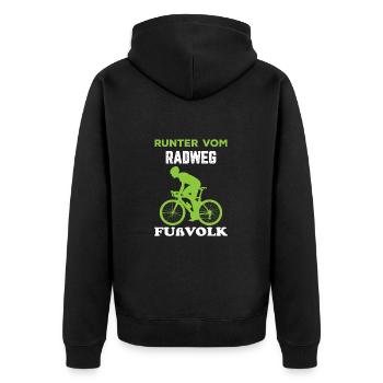 Lustiger Radfahrer Spruch Runter Radweg Fahrrad - Unisex Premium Bio Zip Hoodie - Schwarz - Hinten - Nico (187cm)