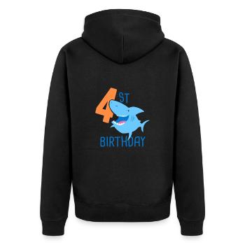 4. Geburtstagskind 4 Jahre alter Hai - Unisex Premium Bio Zip Hoodie - Schwarz - Hinten - Nico (187cm)