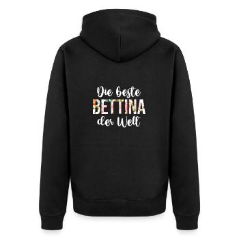 Bettina - Unisex Premium Bio Zip Hoodie - Schwarz - Hinten - Nico (187cm)
