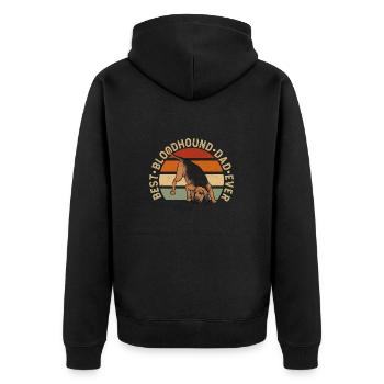 Bloodhound Hund Bluthund - Unisex Premium Bio Zip Hoodie - Schwarz - Hinten - Nico (187cm)