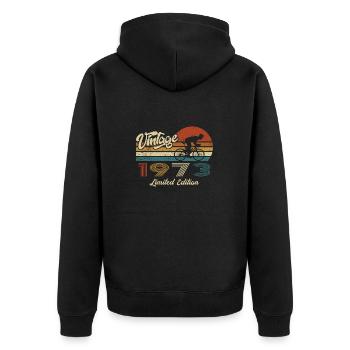 50 Birthday 1973 Vintage Retro Bicycle Cyclist - Unisex Premium Organic Zip Hoodie - black - Back - Nico (187cm)