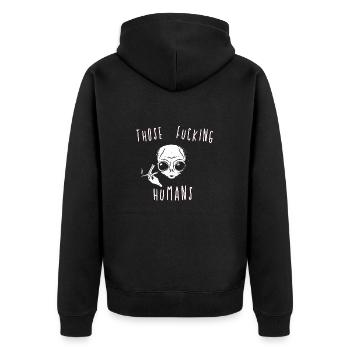 Those fucking people - funny - Unisex Premium Bio Zip Hoodie - Schwarz - Hinten - Nico (187cm)