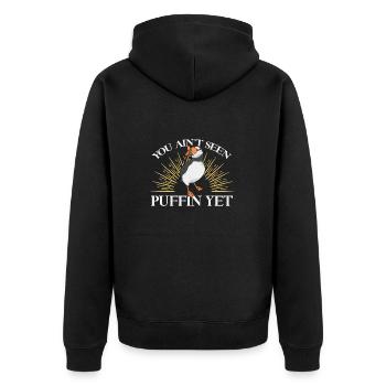 Papageientaucher Puffin Alkenvögel Lunde - Unisex Premium Bio Zip Hoodie - Schwarz - Hinten - Nico (187cm)