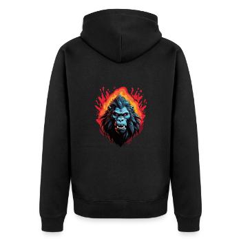 Babouin en colère avec de longues dents - Veste à capuche bio Premium Unisexe - noir - Dos - Nico (187cm)