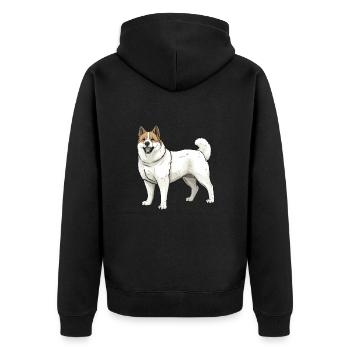 Akita Hund Tier - Unisex Premium Bio Zip Hoodie - Schwarz - Hinten - Nico (187cm)