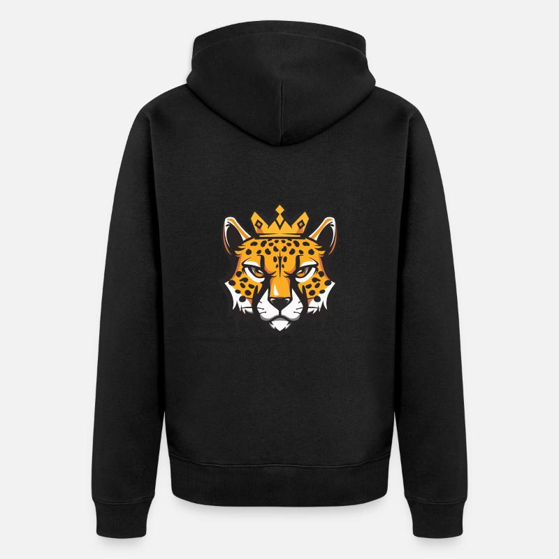 Gepard Kopf Krone - Unisex Premium Bio Zip Hoodie - Schwarz