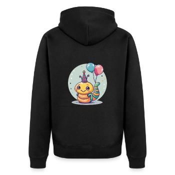 Wurm Geburtstag Baby - Unisex Premium Bio Zip Hoodie - Schwarz - Hinten - Nico (187cm)