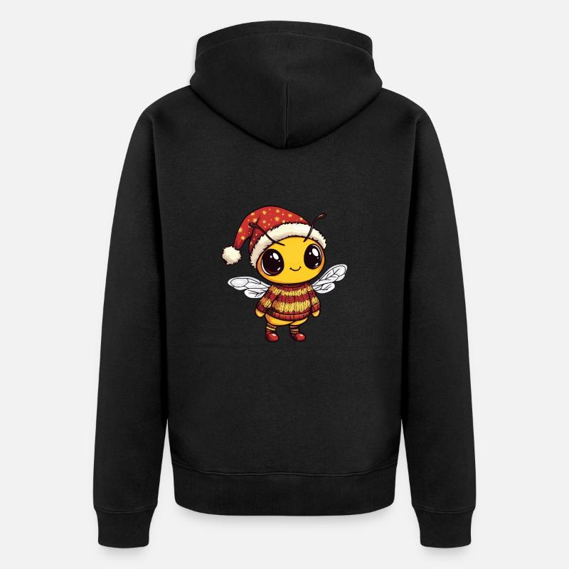 Biene Weihnachten Comic - Unisex Premium Bio Zip Hoodie - Schwarz