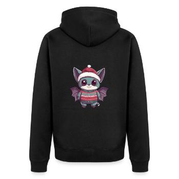 Fledermaus Weihnachten Comic - Unisex Premium Bio Zip Hoodie - Schwarz - Hinten - Nico (187cm)