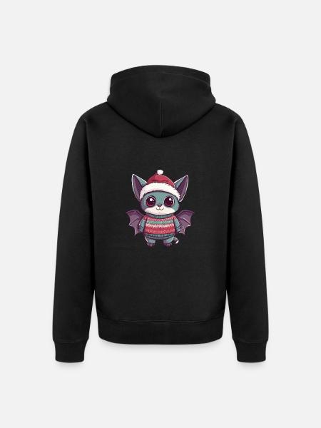 Bat Christmas Comic - Unisex Premium Organic Zip Hoodie - black