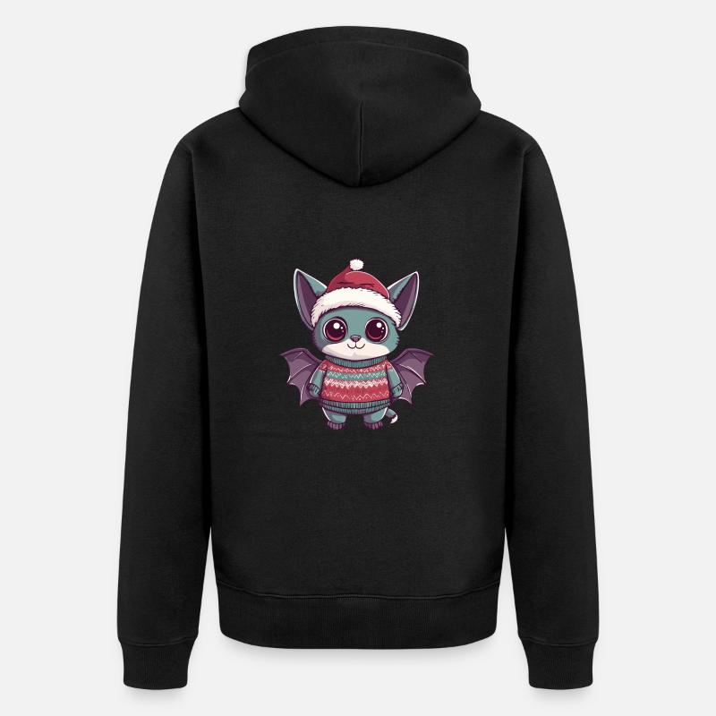 Bande dessinée de Noël chauve-souris - Veste à capuche bio Premium Unisexe - noir