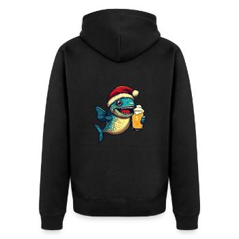 Piranha Poisson Bière Noël - Veste à capuche bio Premium Unisexe - noir - Dos - Nico (187cm)