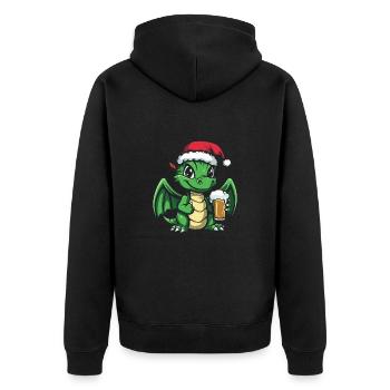 Drache Bier Xmas Weihnachten - Unisex Premium Bio Zip Hoodie - Schwarz - Hinten - Nico (187cm)