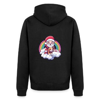Beagle Chien Père Noël Arc-en-ciel - Veste à capuche bio Premium Unisexe - noir - Dos - Nico (187cm)