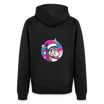 Donkey Christmas X-Mas - Unisex Premium Organic Zip Hoodie - black - Back - Nico (187cm)