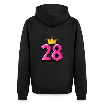 28 Number Krone - Unisex Premium Organic Zip Hoodie - black - Back - Nico (187cm)