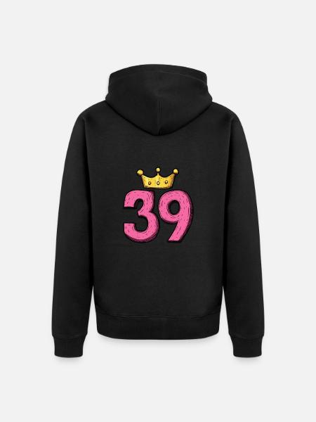 39 Number Crown - Unisex Premium Organic Zip Hoodie - black