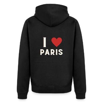I love Paris - Unisex Premium Bio Zip Hoodie - Schwarz - Hinten - Nico (187cm)