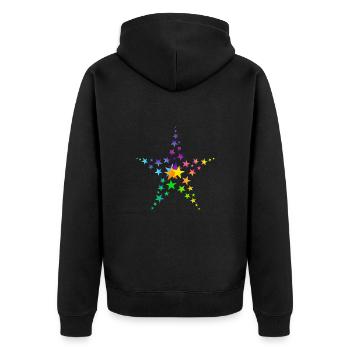 Sterne bunte Sterne viele Sterne - Unisex Premium Bio Zip Hoodie - Schwarz - Hinten - Nico (187cm)