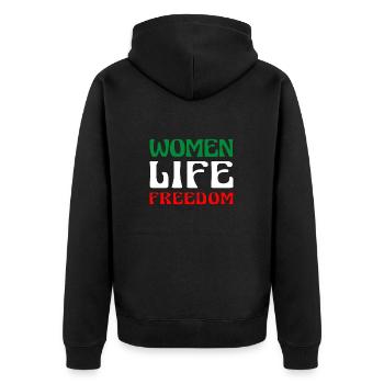 Women Life Freedom - Niedliche iranische Frauen - Unisex Premium Bio Zip Hoodie - Schwarz - Hinten - Nico (187cm)