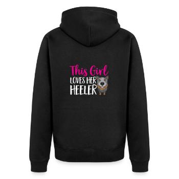 Australian Cattle Dog Red Blue Heeler - Unisex Premium Bio Zip Hoodie - Schwarz - Hinten - Nico (187cm)