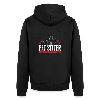 Haustierbetreuung Katze Hund Haustiersitter - Unisex Premium Bio Zip Hoodie - Schwarz - Hinten - Nico (187cm)