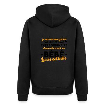 Je suis un mec génial j'ai une femme extraordinair - Veste à capuche bio Premium Unisexe - noir - Dos - Nico (187cm)