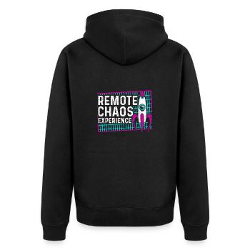 remote chaos experience - CCC Kongress Hacker RC3 - Unisex Premium Bio Zip Hoodie - Schwarz - Hinten - Nico (187cm)