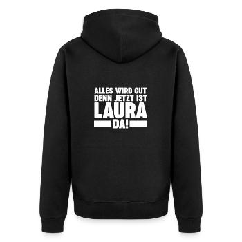 Laura - Unisex Premium Bio Zip Hoodie - Schwarz - Hinten - Nico (187cm)