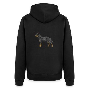 Australian Cattle Dog Red Blue Heeler - Unisex Premium Organic Zip Hoodie - black - Back - Nico (187cm)