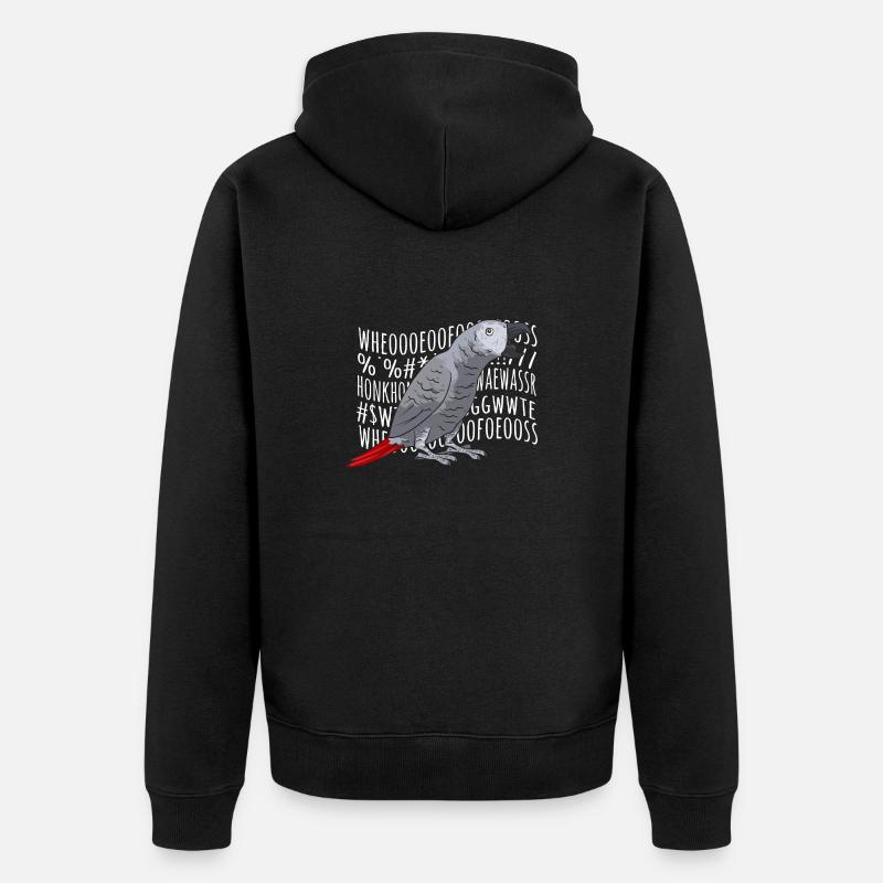 Graupapagei African Grey Parrot Papagei - Unisex Premium Bio Zip Hoodie - Schwarz