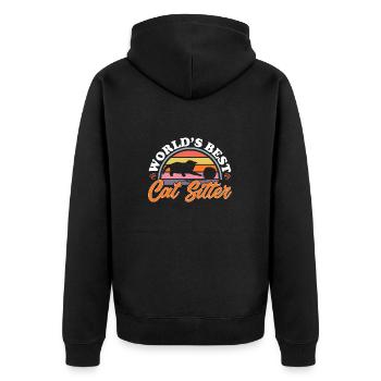 Pet Sitting Cat Dog Pet Sitter - Unisex Premium Organic Zip Hoodie - black - Back - Nico (187cm)