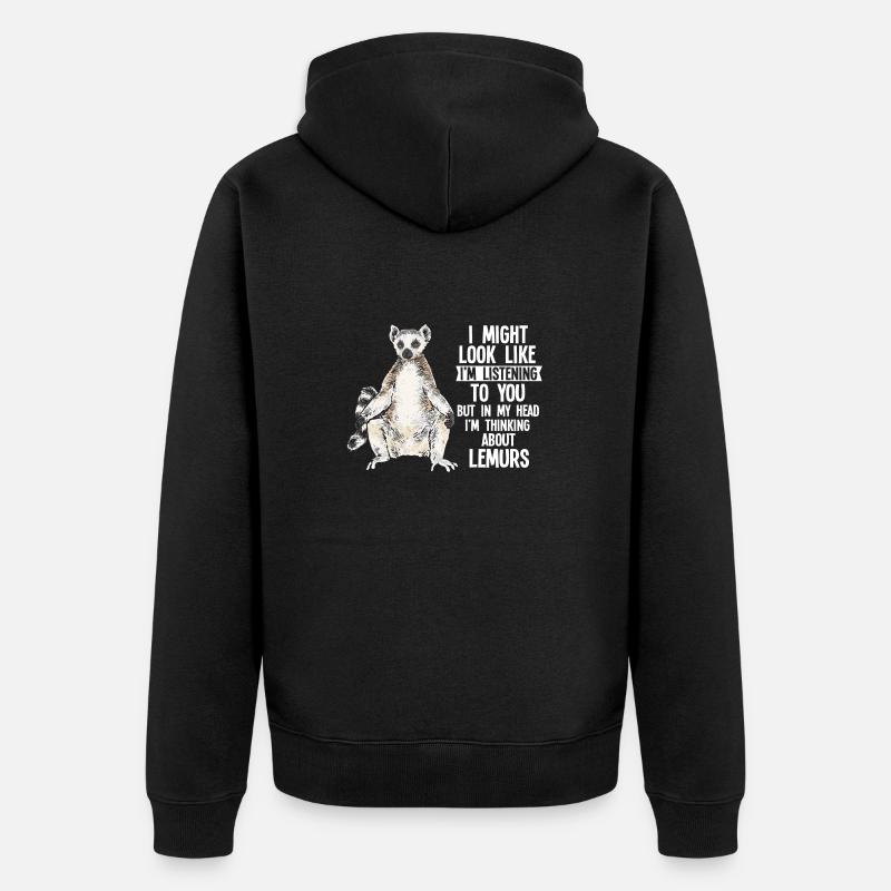 Lemur Catta Ring-tailed lemur - Unisex Premium Organic Zip Hoodie - black