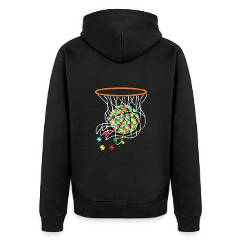 Autism Basketball - Unisex Premium Organic Zip Hoodie - black - Back - Nico (187cm)