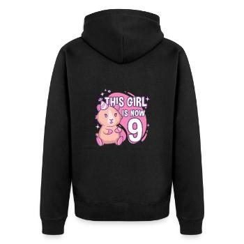 9ème anniversaire Cochon d’Inde Fille de 9 ans - Veste à capuche bio Premium Unisexe - noir - Dos - Nico (187cm)