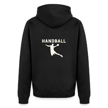 Handball - Unisex Premium Bio Zip Hoodie - Schwarz - Hinten - Nico (187cm)