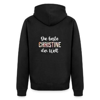 Christine - Unisex Premium Bio Zip Hoodie - Schwarz - Hinten - Nico (187cm)