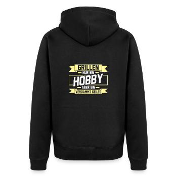 Grillparty Grillmeister Grill Grillen - Unisex Premium Bio Zip Hoodie - Schwarz - Hinten - Nico (187cm)