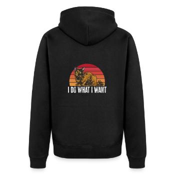 Schildpatt Katze Tortoiseshell Cat Tortie - Unisex Premium Bio Zip Hoodie - Schwarz - Hinten - Nico (187cm)