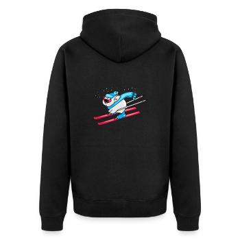 Lustiger Hase auf Skiern - Unisex Premium Bio Zip Hoodie - Schwarz - Hinten - Nico (187cm)