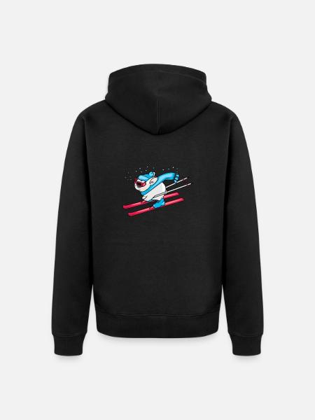 Funny rabbit on skis - Unisex Premium Organic Zip Hoodie - black