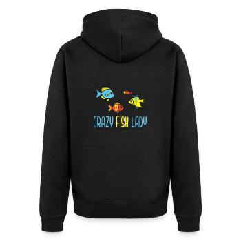 Crazy Fish Lady Aquarist Fish Keeper - Unisex Premium Organic Zip Hoodie - black - Back - Nico (187cm)