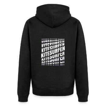 Kitesurfen Kiteboarding Kite Wassersport Geschenk - Unisex Premium Bio Zip Hoodie - Schwarz - Hinten - Nico (187cm)