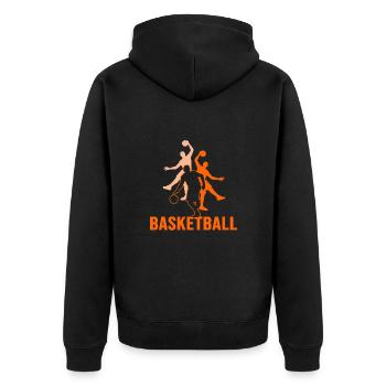 basketball slamdunk basketballspieler dunking - Unisex Premium Bio Zip Hoodie - Schwarz - Hinten - Nico (187cm)