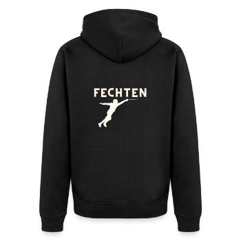 Fechten - Unisex Premium Bio Zip Hoodie - Schwarz - Hinten - Nico (187cm)