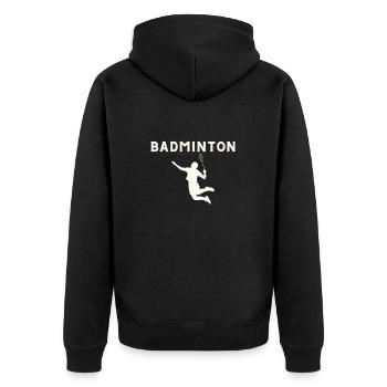 Badminton - Unisex Premium Bio Zip Hoodie - Schwarz - Hinten - Nico (187cm)