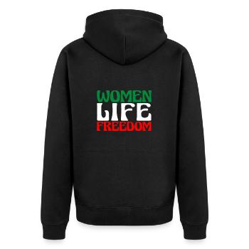 Liberté de vie des femmes - Femmes iraniennes mignonnes - Veste à capuche bio Premium Unisexe - noir - Dos - Nico (187cm)