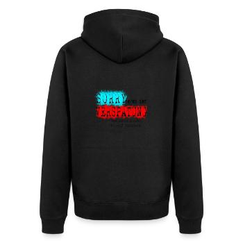 verspätung hund schwarz - Unisex Premium Bio Zip Hoodie - Schwarz - Hinten - Nico (187cm)